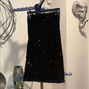 ‼️REDUCED‼️Fashion Nova Black Sequin strapless dress